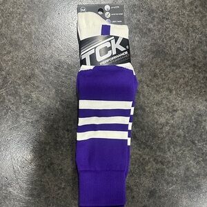 TC Performance Men's Purple and White Athletic Crew Socks